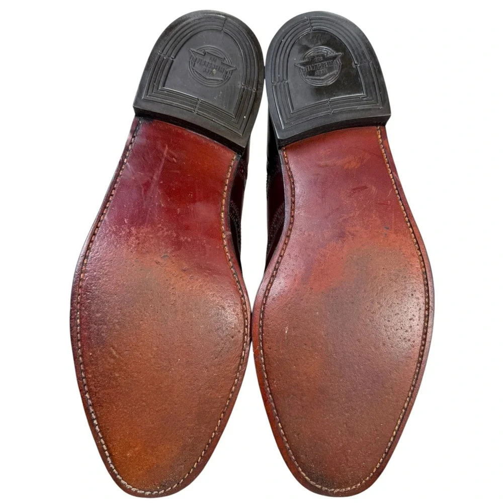 Vintage Florsheim Burgundy Oxblood Wingtip Oxford Dress Shoes Men's 11 D Leather